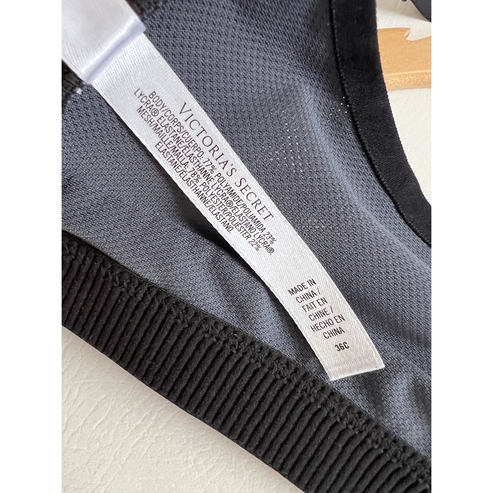 Victoria's Secret VSX Sport Womens 36C Black Zip Front Padded Bra Activewear - Picture 9 of 12